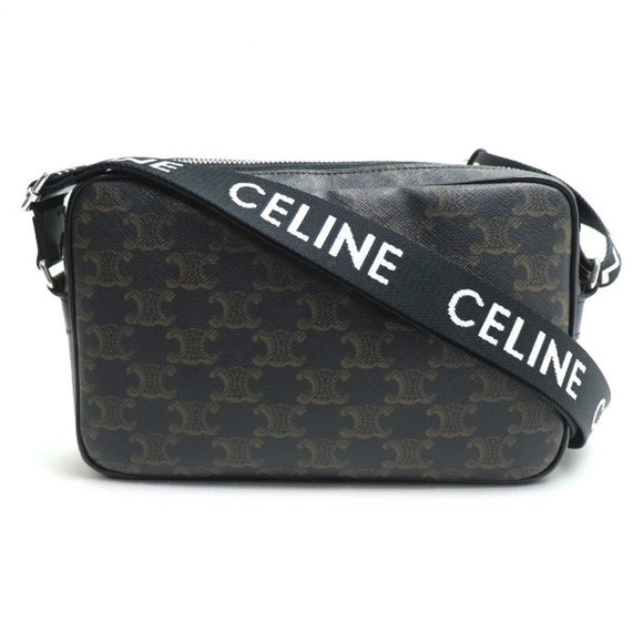 CELINE Triomphe Medium Shoulder Bag, Black/Brown, 197202, Women's